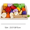 Simulation Kitchen Pretend Toy Wooden Classic Game Montessori Educational Toy For Children Kids Gift Cutting Fruit Vegetable Set 4