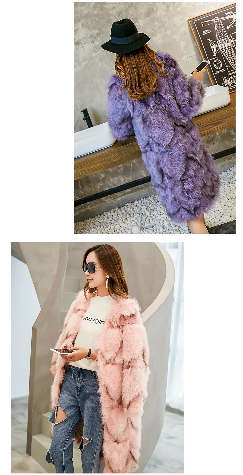 Discount Free shiping new real genuine natural fox fur coat women fashion 90CM long jacket outwear custom any size 9