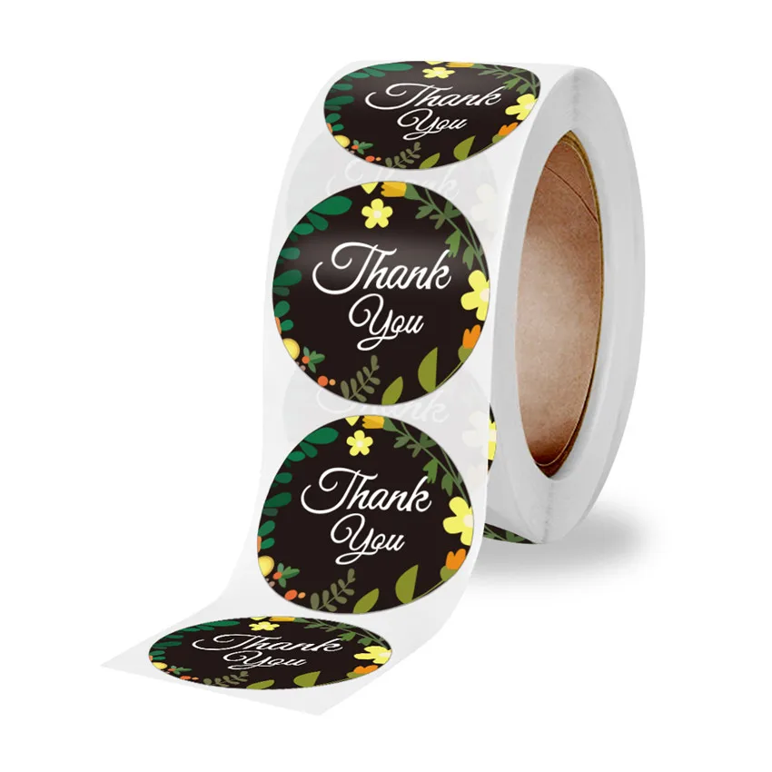 

100-500pcs Round Seal labels Floral Thank You Stickers Gift packaging Christmas decoration scrapbooking Stationery Sticker
