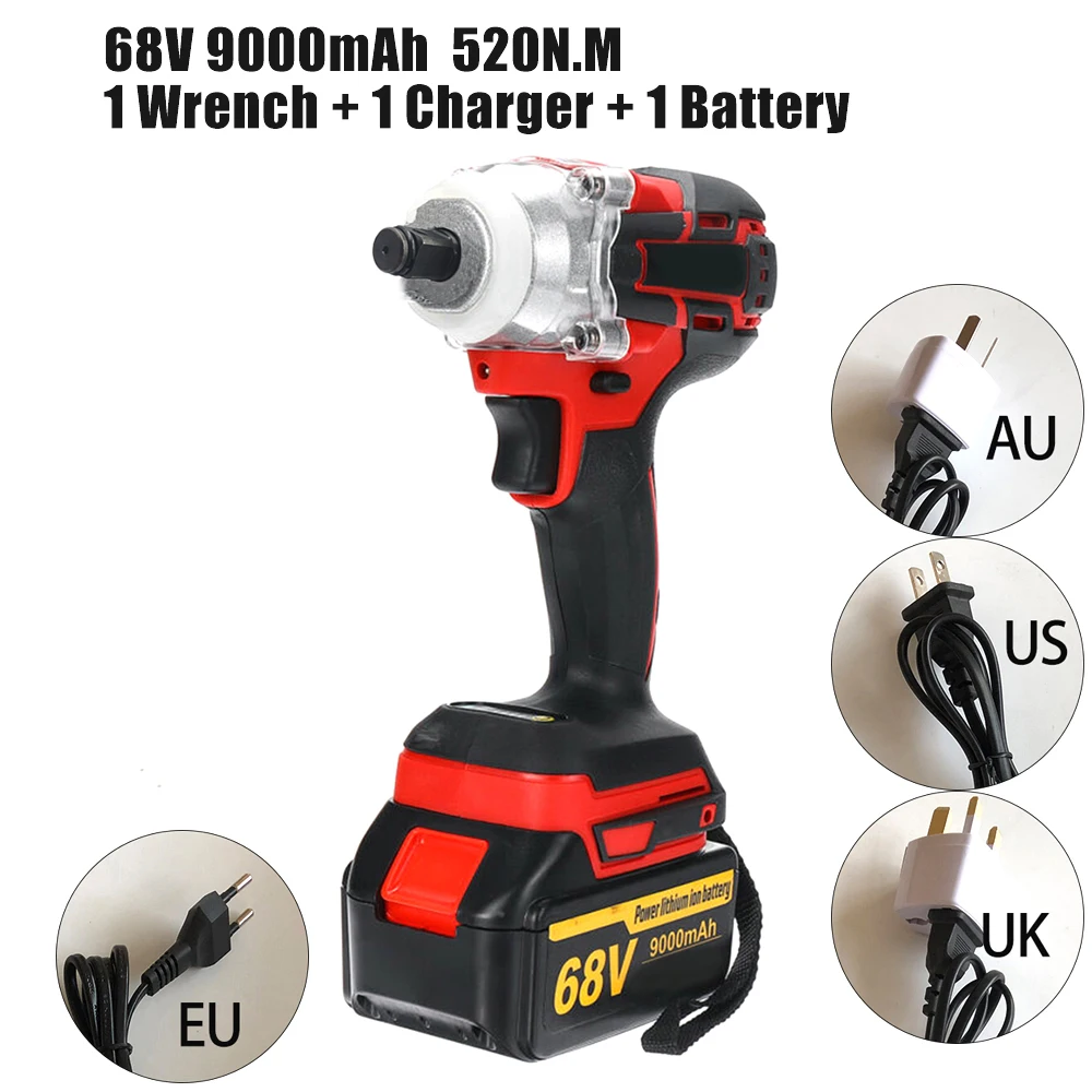 

68V 9000mAh 520N.M Electric Impact Wrench Cordless Brushless Tool With Battery Multi-purpose Super Power