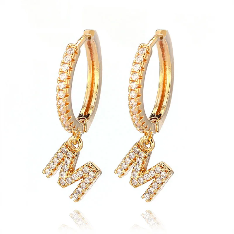 Big Deal Letter Earrings Jewelry Alphabet Small Hoop Cubic-Zircon Initial Women Fashion DIY Drop 878NN0mX