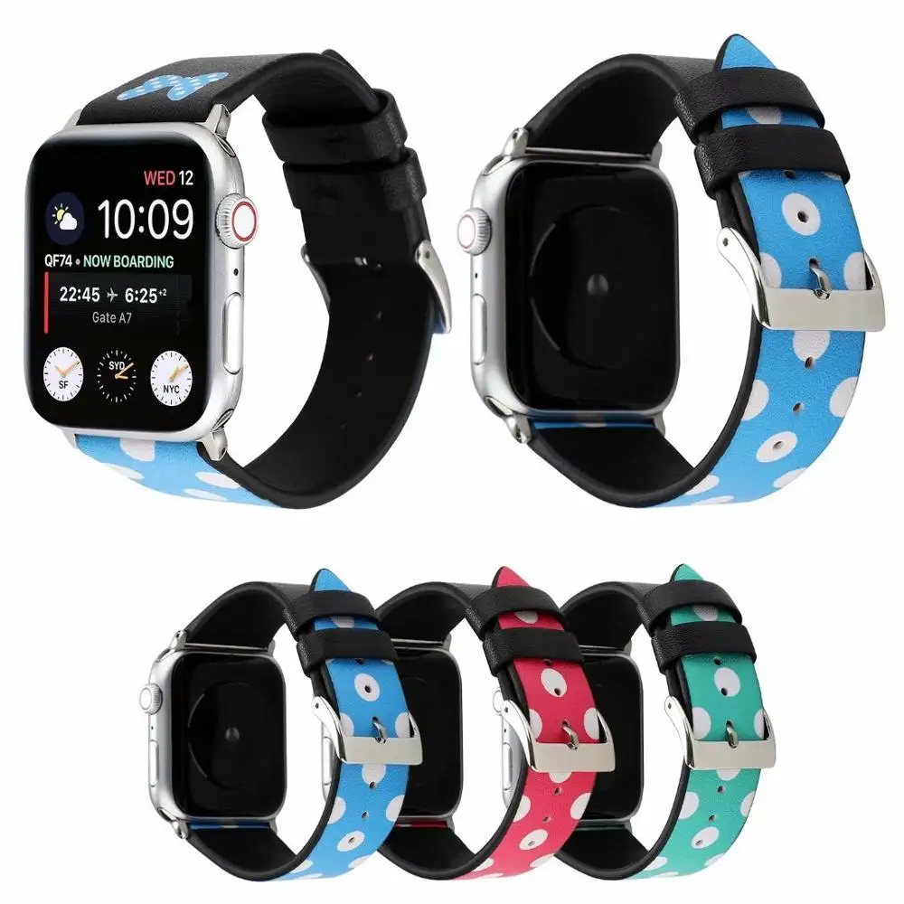 Ремень с цветочным рисунком для apple watch series 5 4 3 2 1 Женский кожаный ремешок iwatch 38 мм
