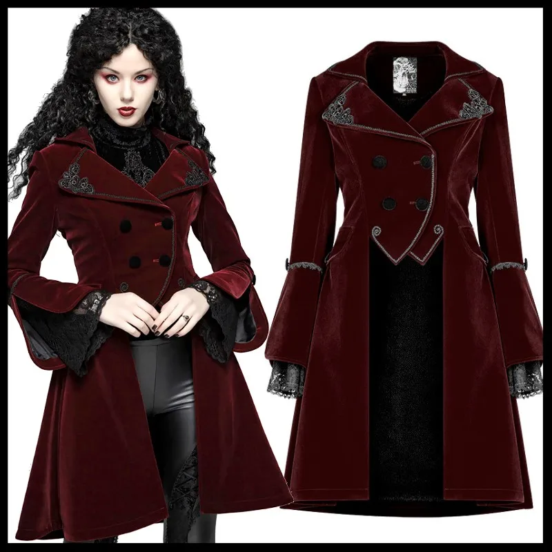 Punk Rave Jacket Mantel Rot Lila Victorian Coat Gothic Lolita Steampunk Y497 