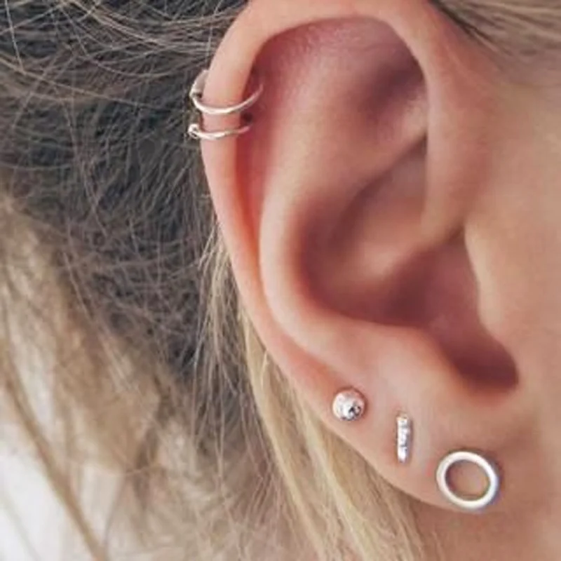 9 парт/компл. простые изящные геометрические круглые серьги гвоздики