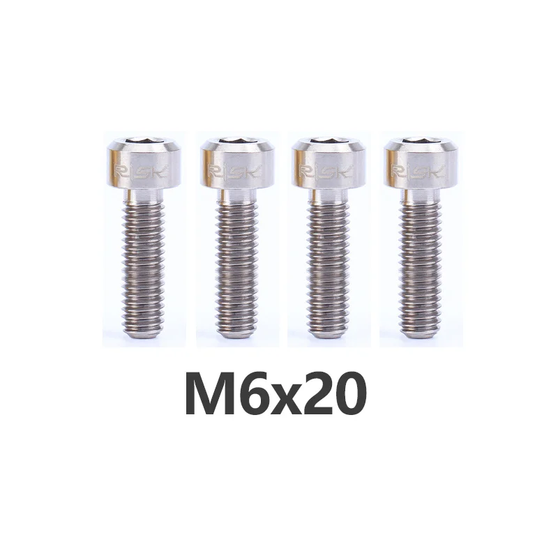 M6x20mm Titanium Риска 4 шт. M6x16/18/20 мм титановый велосипедный дисковый тормоз крепежные болты горный тормозной суппорт для велосипеда болт Crank винты - Цвет: M6x20mm Titanium