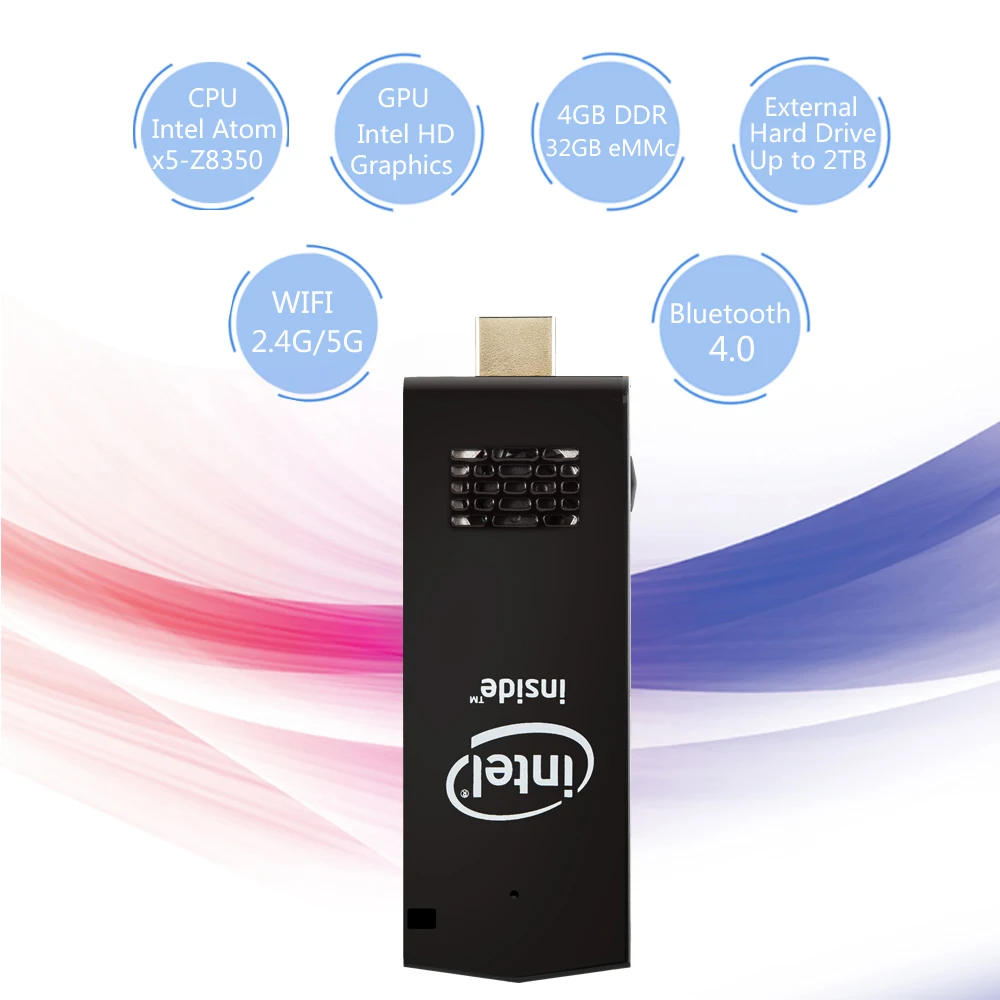 W5 pro pc dongle tv box Intel X5 Z8350 четырехъядерный T5 win 10 Мини ПК intel stick | Компьютеры и офис
