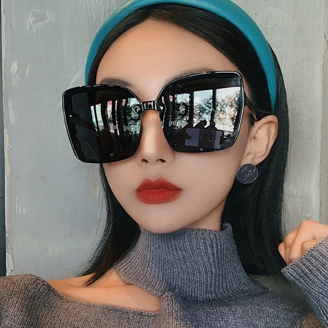 2023 New Thick Frame Sunglasses, Fashion Square Frame Sunglasses  Personality Large Frame, Men's Sunglasses Gift Mirror Box Mirror Cloth -  Temu