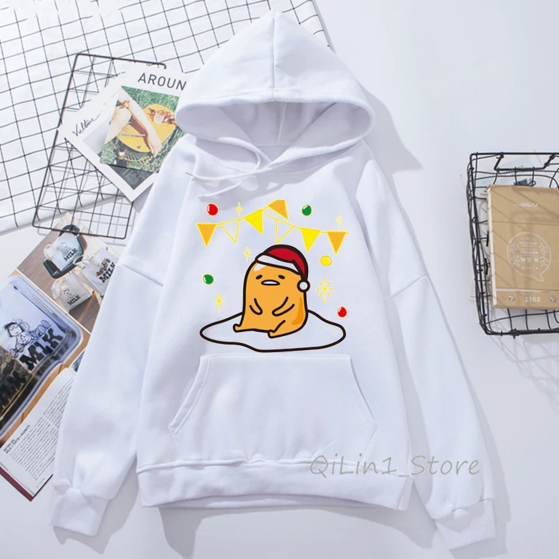 Милые толстовки для женщин Kawaii Мультфильм Gudetama ленивый яичный желток принт Забавный балахон женщина Графический Hoody дамы шляпа Толстовка sudaderas