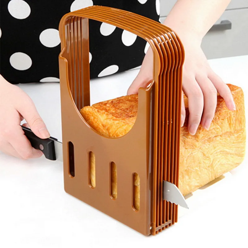 New Toast Bread Slicer Plastic Foldable Loaf Cut Rack Cutting Guide Slicing Tool Kitchen