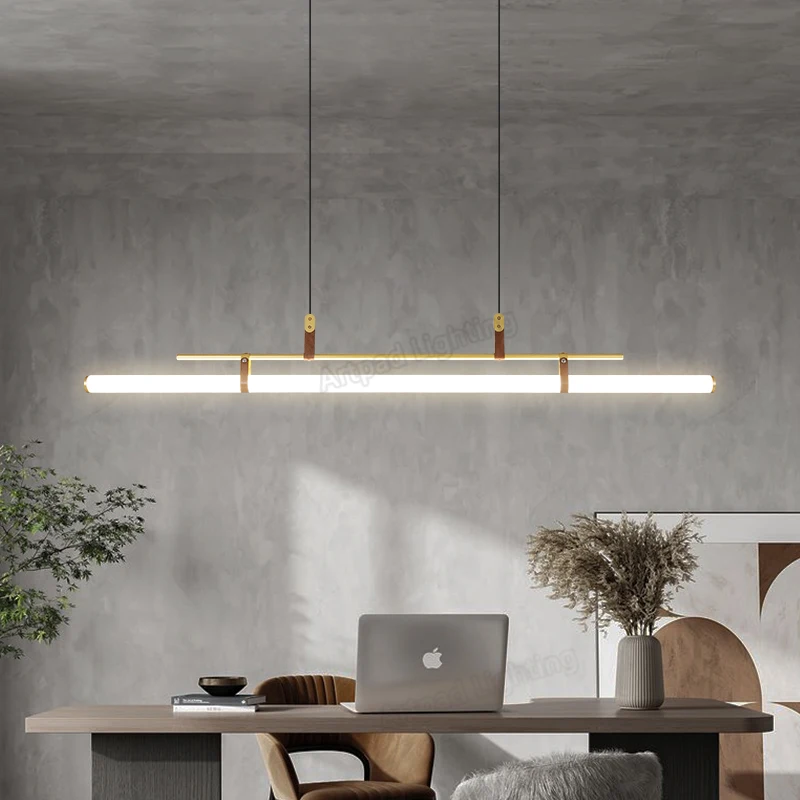 PROD 1005003405962685 European Chandelier Modern Minimalist Long Strip
Bar Table Lamp Dinning Room Cold Black Decoration Simple Office Light
46W 36W