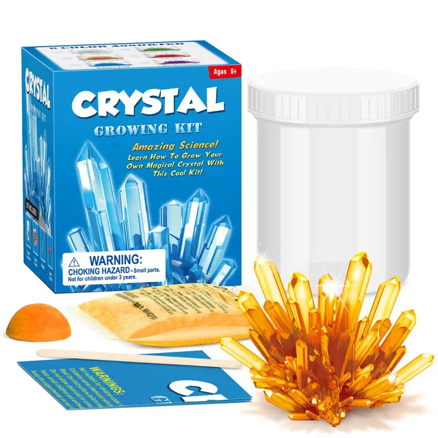 Kids Crystal Growing Kit DIY Science Experiment for Teenagers Boys Toys Magical Funny Crystal Educational Stimulates Interest Yellow