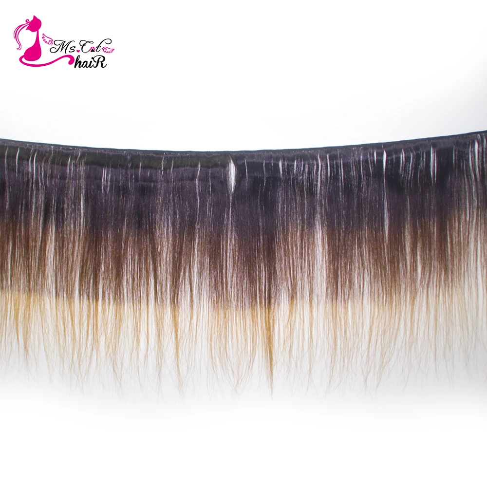 Ms Cat Hair 3 цвета Ombre бразильские прямые волосы T1B/4/30 Реми волнистые пучки 100%