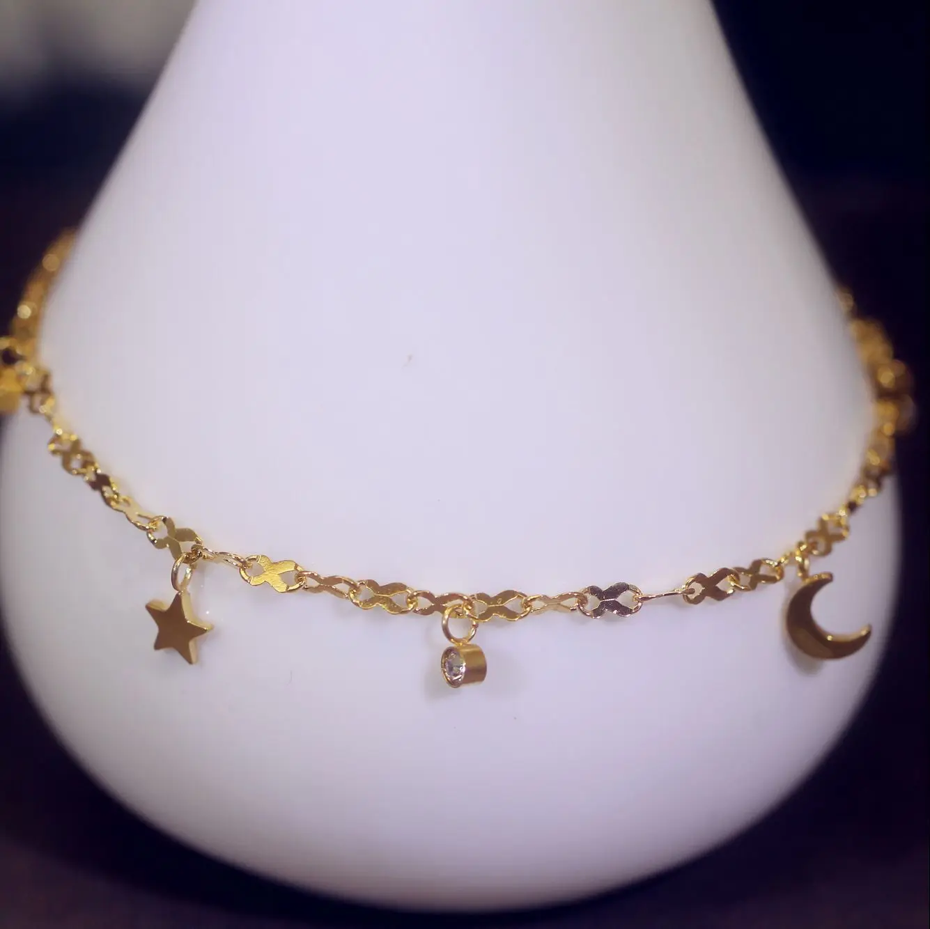 

Star Moon Diamond Set Women's Anklet Titanium Steel Gold Plated Rose Gold Stainless Steel Retro Accessories Anklet