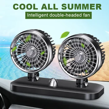 

Car Mini Fan Double Head 180 Degree Rotating Adjustable Portable Cooling Cooler PR Sale