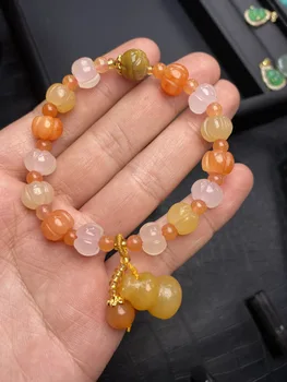 

Natural Xinjiang Golden Silk Jade Pumpkin Bead Bracelet