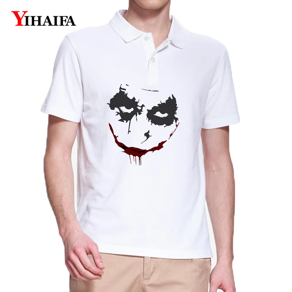 

YIHAIFA Fashion Men's Polo Shirt Joker Face Printed Polos Short Sleeve Men'ss Understshirt Hip Hop Tops