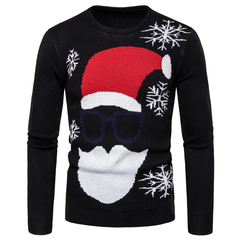 Рождественский свитер для мужчин Pull Homme пуловер и свитер для мужчин свитер с принтом Санта Клауса с длинным рукавом и круглым вырезом вязаные свитера мужская одежда