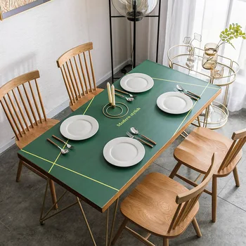 

Nordic printing tablecloth waterproof PU Leather table mat Heat insulation Placemat Dressing table decoration cover customize