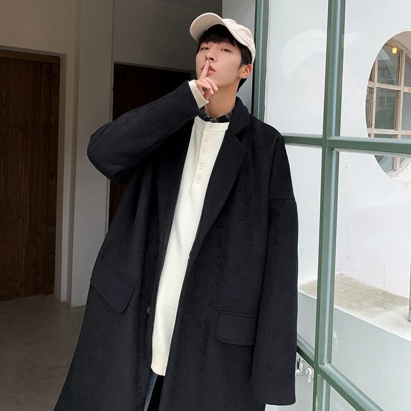 

Men's cotton coat 2019 autumn and winter new warm long section Nizi coat jacket youth personality fashion trend men's clothing