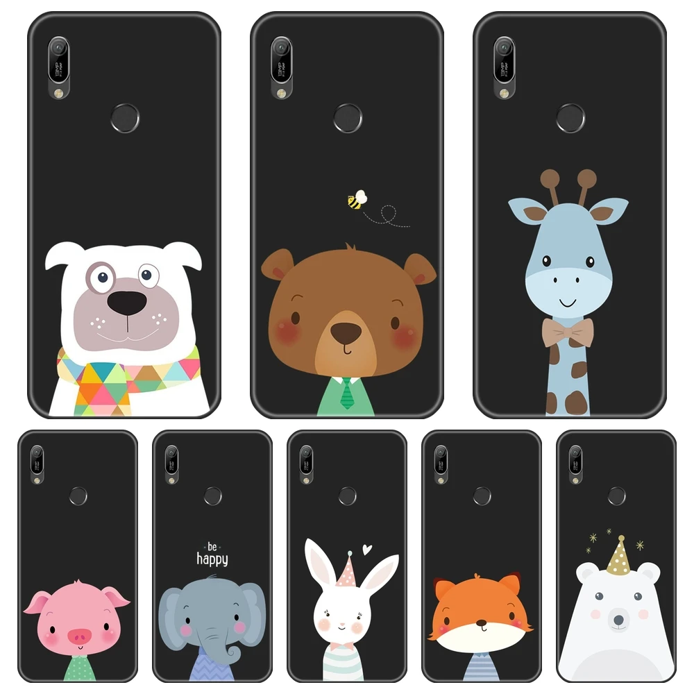 Чехлы с рисунком собаки свиньи каваи медведя кролика для Huawei Y6 Y7 Y9 Prime Pro 2019