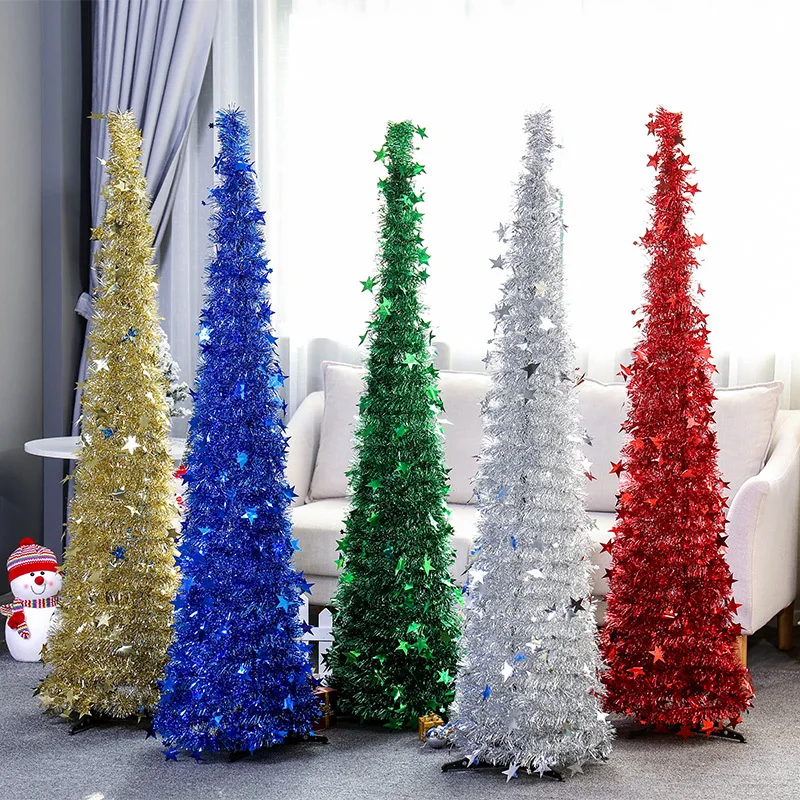 

Creative Christmas Tree Decor Supplies Wool Top Christmas Retractable Folding Xmas Tree Ornaments Christmas Decoration For Home