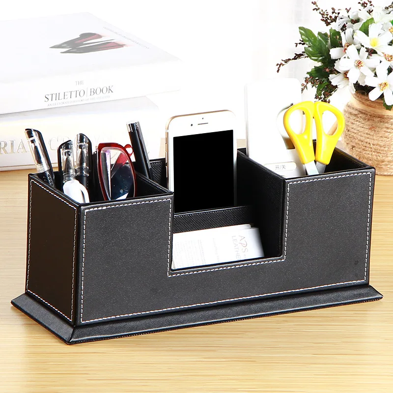 

Ya pi shi Creative Pu Pen Container Fashion Leather Multi-functional Desktop Office Pencil Storage Case Seat Block Dachang Custo