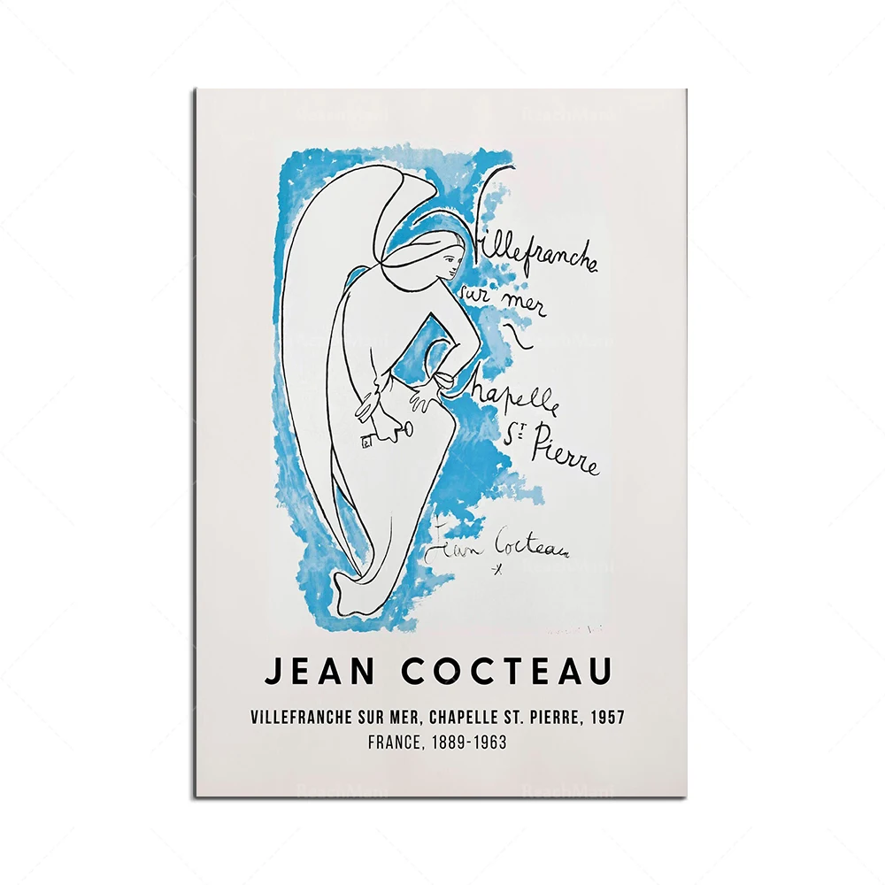 Jean Cocteau Poster Printing Exhibition France Orphic Theme Retro