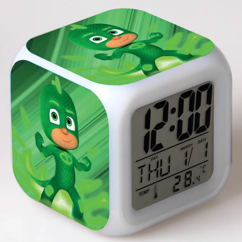 PJ Маски будильник Catboy Owlette Gekko цветной яркий светодиодный Квадратный маленький будильник для детей на день рождения Рождественские подарки 2B48
