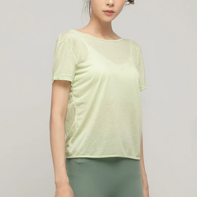 Yoga Top Yoga Shirt Sports Shirt Women Summer Short Sleeve Breathable Quick Dry For Yoga Workout