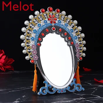 

Chinese-Style Peking Opera Facial Makeup Figure Photo Frame Mirror Ornaments Characteristic Cultural Creative Makeup Mirror