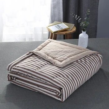 

Summer Washed Cotton Air-conditioning Quilt Soft Breathable Blanket Thin Stripe Plaid Comforter Bed Cover comforter bedding sets