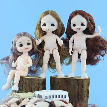 

16cm 13 Joints Makeup Nude Body Multiple New BJD Doll Smiley Face Dimple Dolls Color Hairstyles DIY Kids Gift Toys for Girls