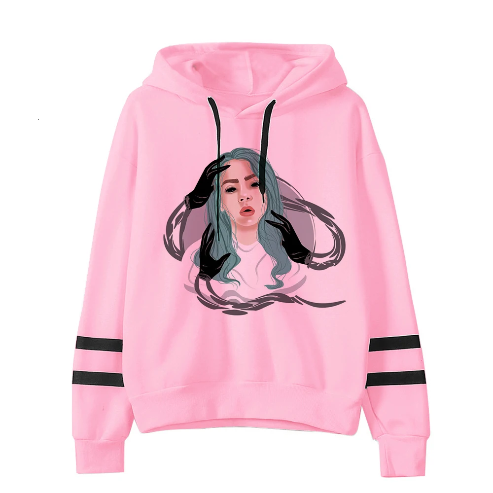 Billie eilish Толстовка для женщин harajuku мода ulzzang розовый принт толстовки Женская одежда Графический мультфильм каваи капюшон негабаритных