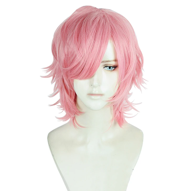 police woman costume Ayato Yuri Cosplay Wig Anime Yarichin Bitch Bu Club Pink Short Heat Resistant Synthetic Hair Halloween Party Wigs + Wig Cap winifred sanderson costume