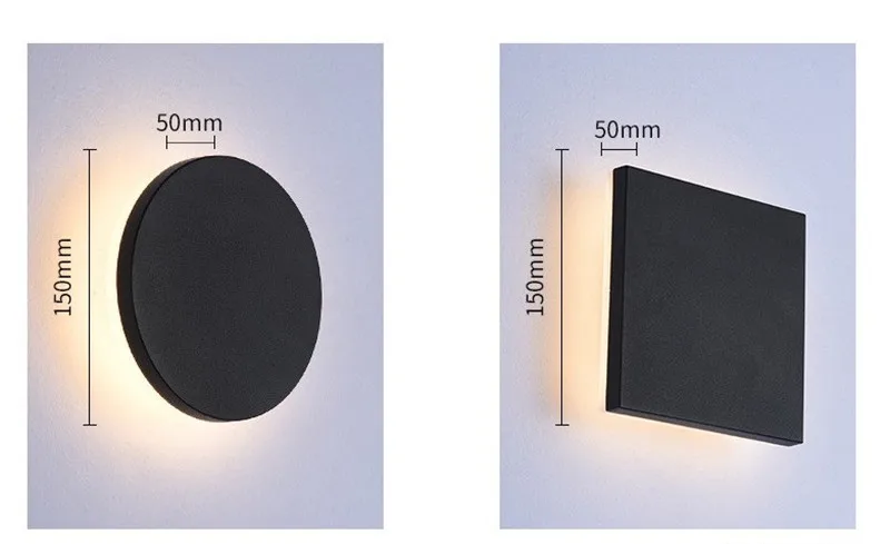 Открытый светодиодный настенный светильник водонепроницаемый квадратная круглая настенная лампа крыльцо сад прохода коридор настенное