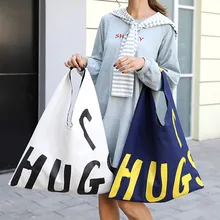 Женская Холщовая Сумка для покупок с буквенным принтом, Женская Хлопковая сумка на плечо, Женская эко-сумка, многоразовая сумка для покупок