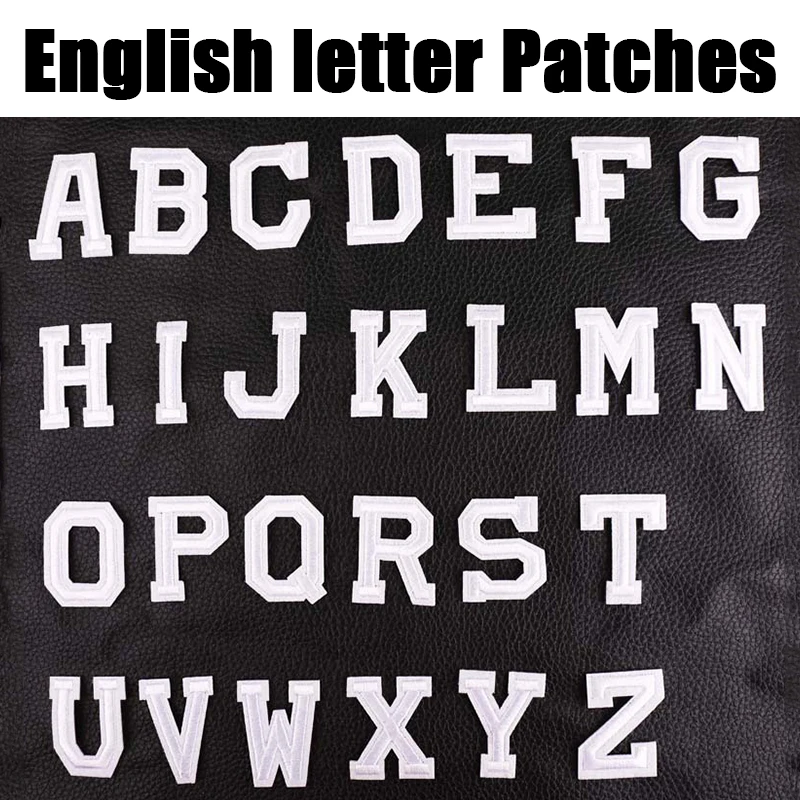 

A-Z 3D English Alphabet Black White Letters Patches Iron on for Clothes Applique for Jacket Jeans scrapbooking DIY Patchwork
