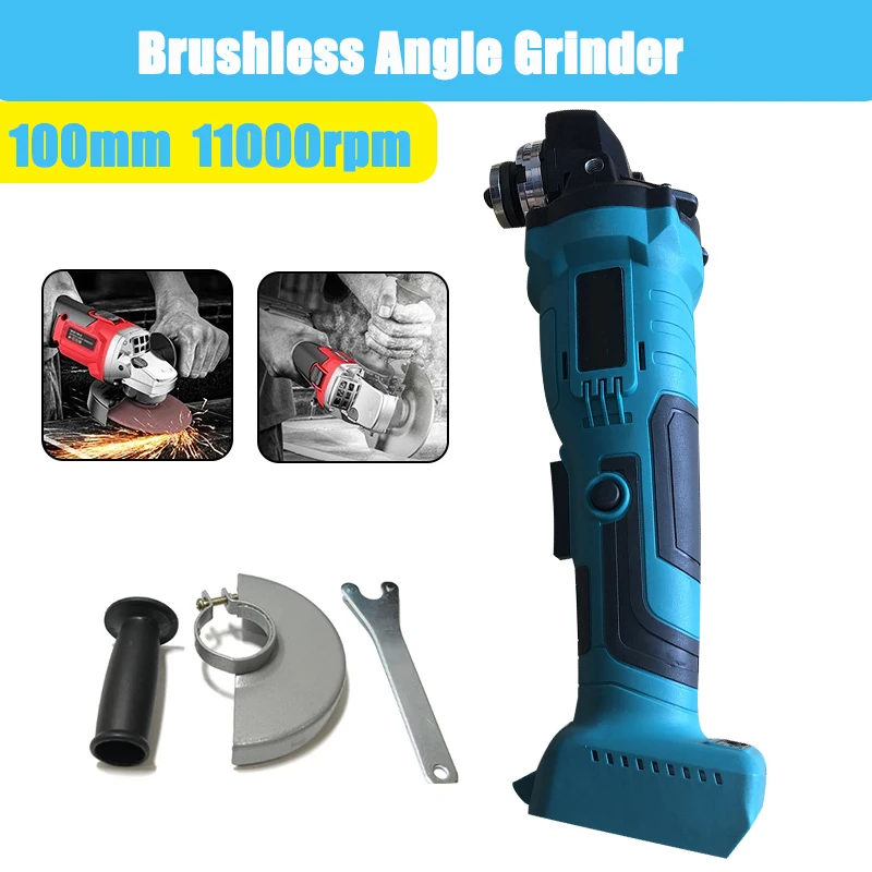 

18V 800W 100mm Brushless Cordless Impact Angle Grinder without battery DIY Power Tool Cutting Machine Polisher Fr Makita Battery
