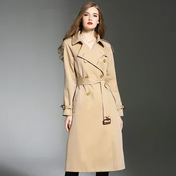 

England Classy Brand Trench Autumn Winter High-End Fashion Retro Womens Coat 2020 Double Breasted Outerwear Female Long Trench