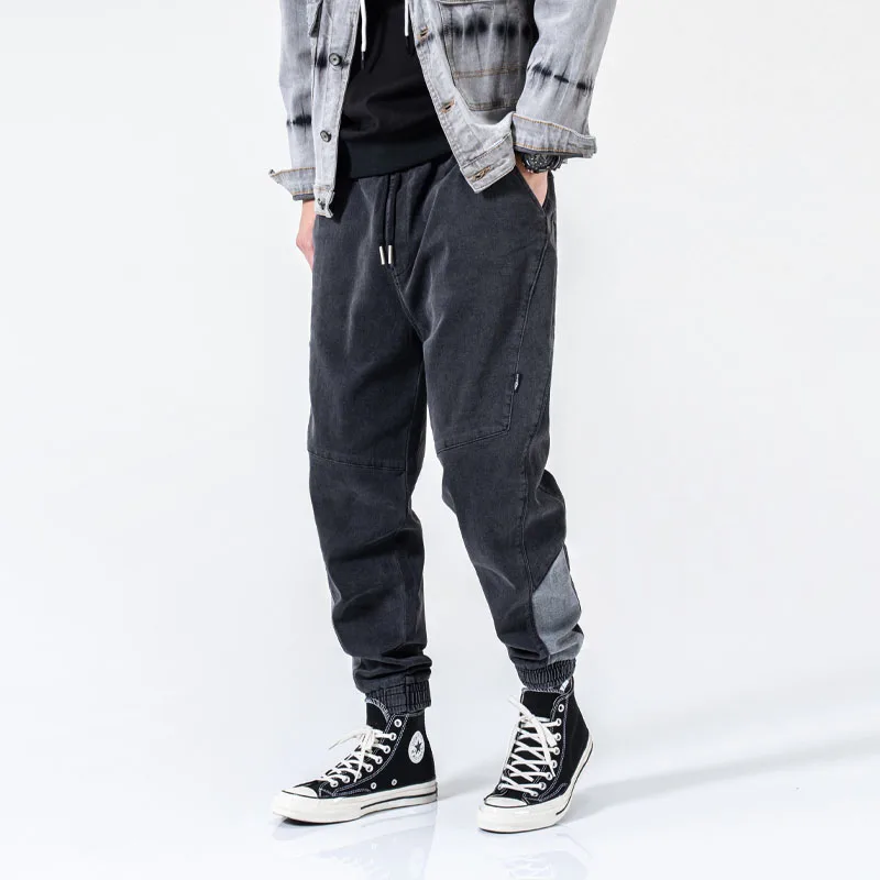 

Japanese Style Fashion Men Jeans Loose Fit Spliced Designer Cargo Pants New Autumn Streetwear Hip Hop Wide Leg Joggers Trousers