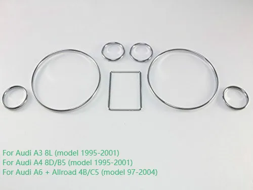 Chrome Speedometer Insturment Cluster Dashboard Gauges Rings Bezel Trim for Audi A3 8L A4 8D B5 A6 C5 4B Chrome Speedometer Insturment Cluster Dashboard Gauges Rings Bezel Trim for Audi A3 8L A4 8D B5 A6 C5 4B