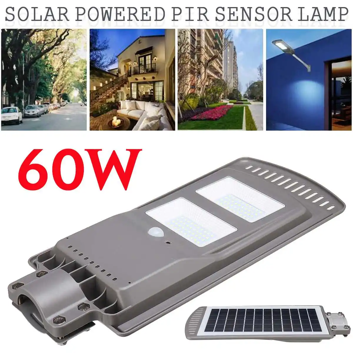 

LED Solar Lamp Powered PIR Motion Sensor Wall Light Waterproof Outdoor Garden Flood Light Road Street Pathway Security Lamp 60W