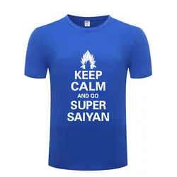 Keep Calm and Go Супер Saiyan Dragon Ball Футболка мужская забавная хлопковая футболка с коротким рукавом Уличная Новинка Мужская футболка Топы