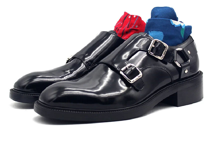 Туфли-оксфорды из натуральной кожи на плоской подошве с металлическим ремешком; мужские свадебные модельные туфли;