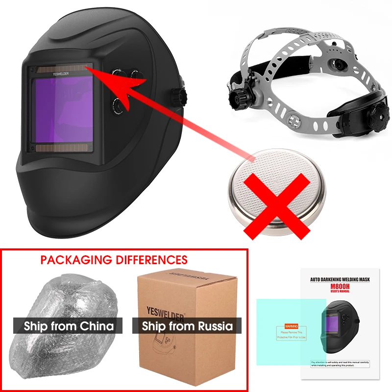 YESWELDER большой экран Сварочная маска истинный цвет сварочный шлем Солнечная Авто Затемнение сварной капот без батареи - Цвет: LYG-M800H-L