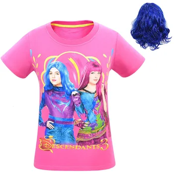

Girl Short Sleeve Descendants Offspring 3 Wig In Will Child T Shirt Children's Garment 3576