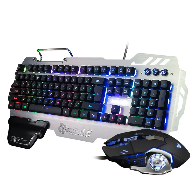 Keyboard mouse Игровая клавиатура Механическая Проводная, USB, игровая профессиональная Blacklight светодиодный регулируемый свет с металлической панелью для PC Gamer - Цвет: Keyboard mouse