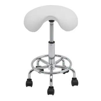 

(Ship UK) Adjustable Salon Stools Ergonomic Hairdressing Styling Chair 360 Degree Nylon Wheels Beauty Chair Rolling Saddle Stool