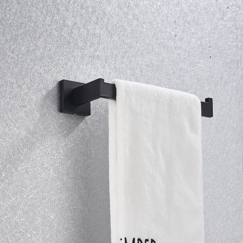 Bathroom Hardware Sets Black Toilet Paper Holder Towel Rack Robe Hook Bath Hardware Sets Accessories Wall Mount