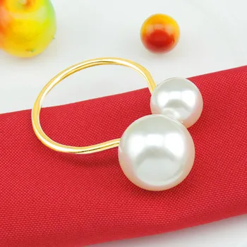 

12pcs/lot Creative personality metal napkin ring the toast button ring napkin western buckle napkin ring pearl meal